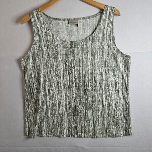 Easywear by Chicos Sage Green Abstract Print Tank Top Scoop Neck Size 3 Large XL